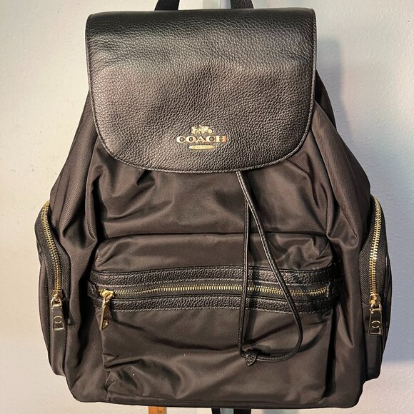 NWOT Coack Mult-Pocket Black Backpack or Diaper Bag - Picture 1 of 8